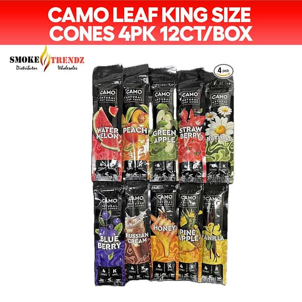 CAMO Leaf King Size Cones 4pk 12ct/box