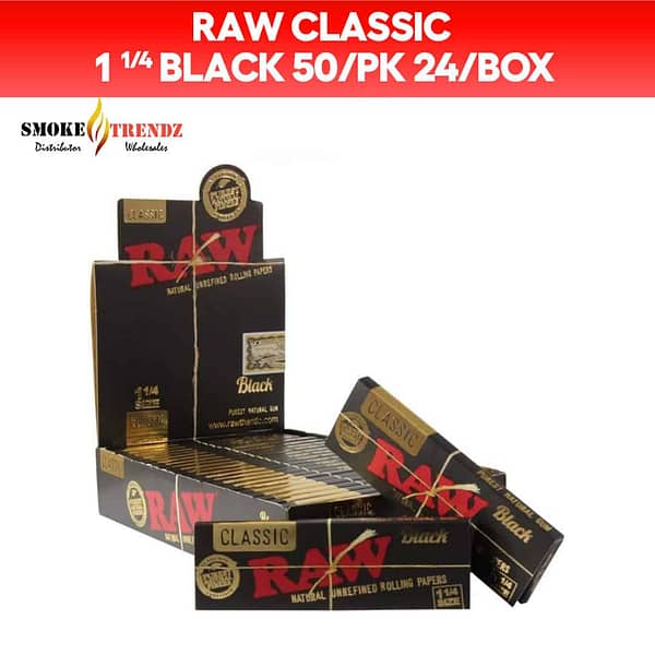 Raw Classic 1 1/4 Black 50/PK 24/Box